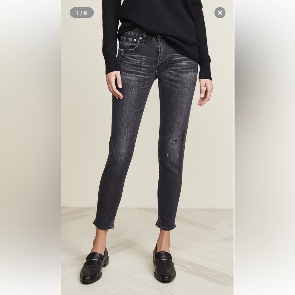 Moussy Vintage NWOT Jeans Velma Japanese Denim Faded Black Distressed Ankle 27
